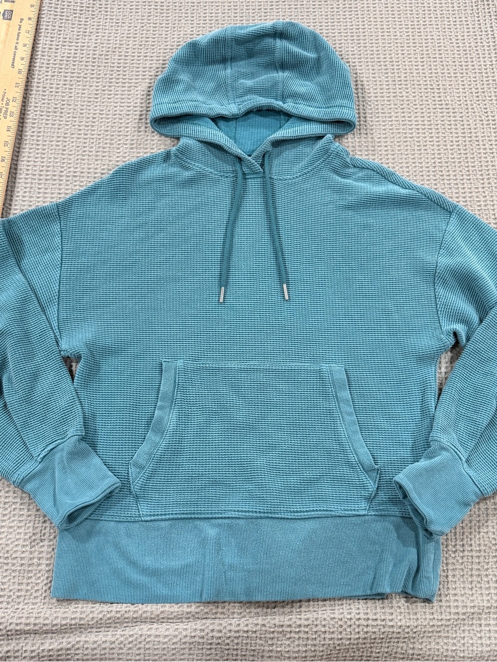 Athleta Teal Waffle-Knit Hoodie